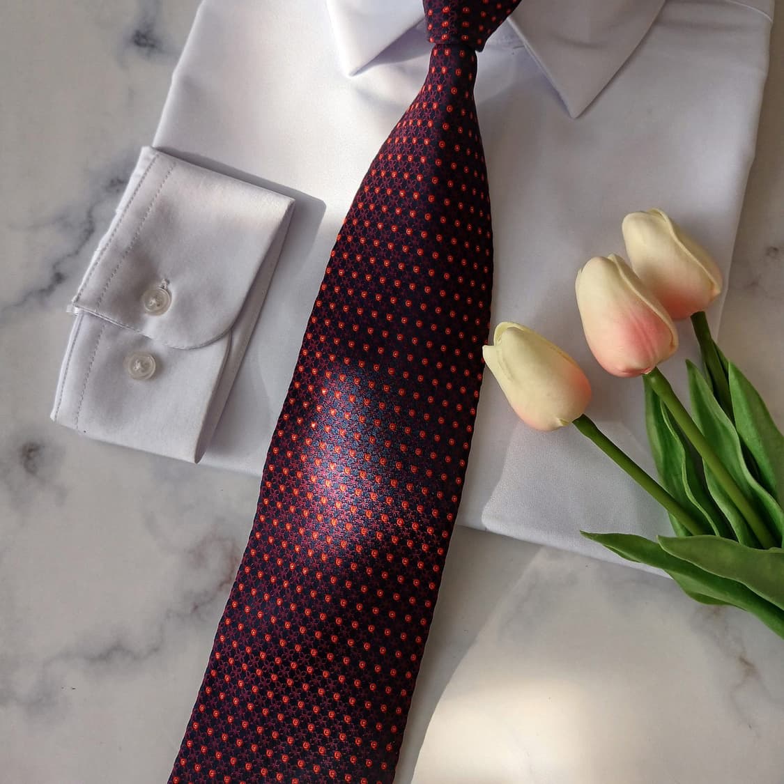 아쿠아스큐텀 실크 레드 패턴 넥타이 9.1cm A+등급 A19277
 상품이미지5
