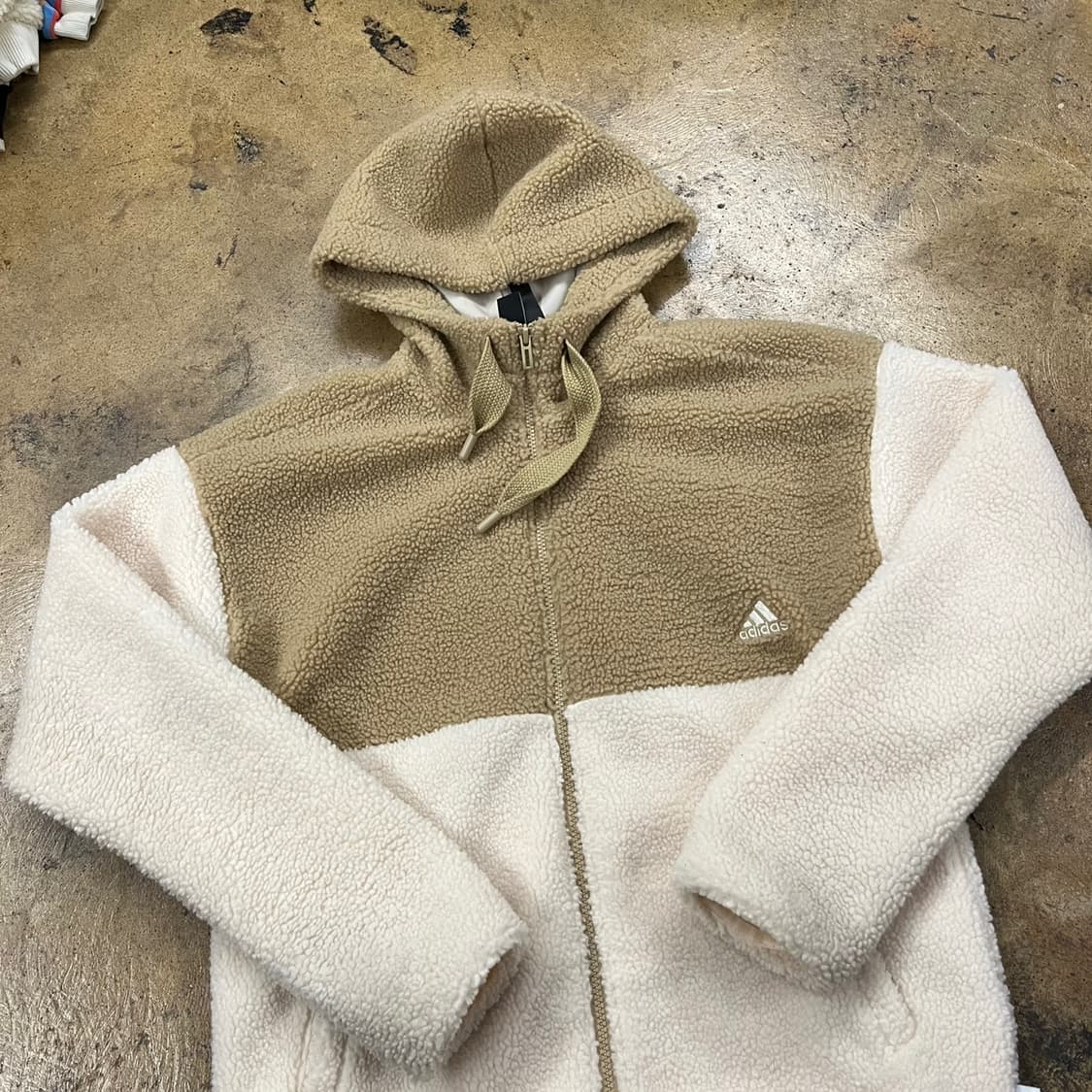 [정품/XS] 아디다스 뽀글이 후드집업 베이지 아이보리 b10 상품이미지1
