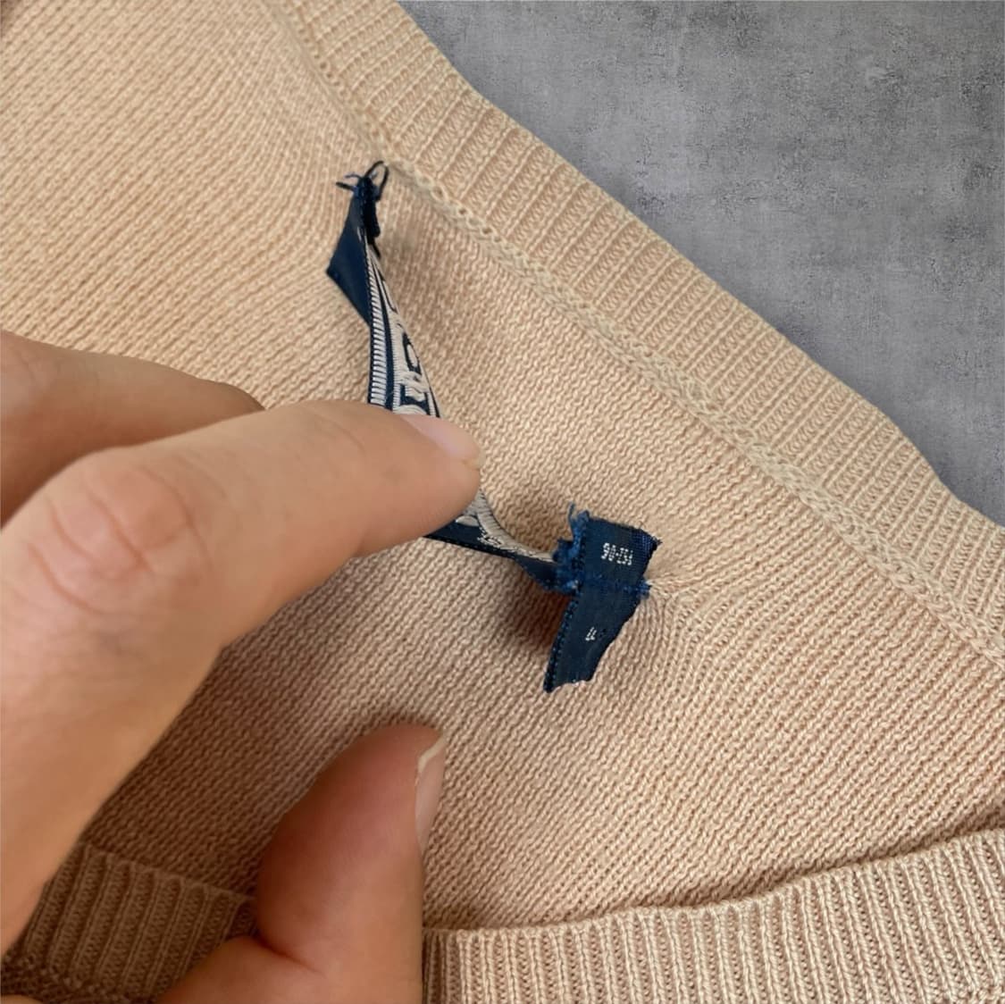 폴로 랄프로렌 베이지 브이넥 코튼 니트 40(L) 상품이미지3