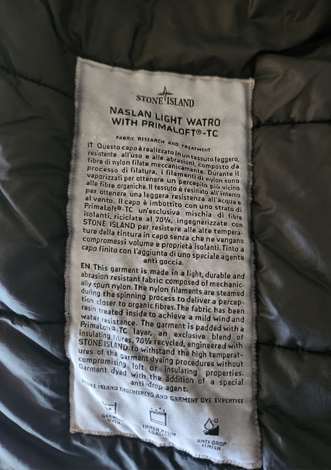 스톤아일랜드/NASLAN LIGHT프리마로프트 패딩/블랙/M 상품이미지5