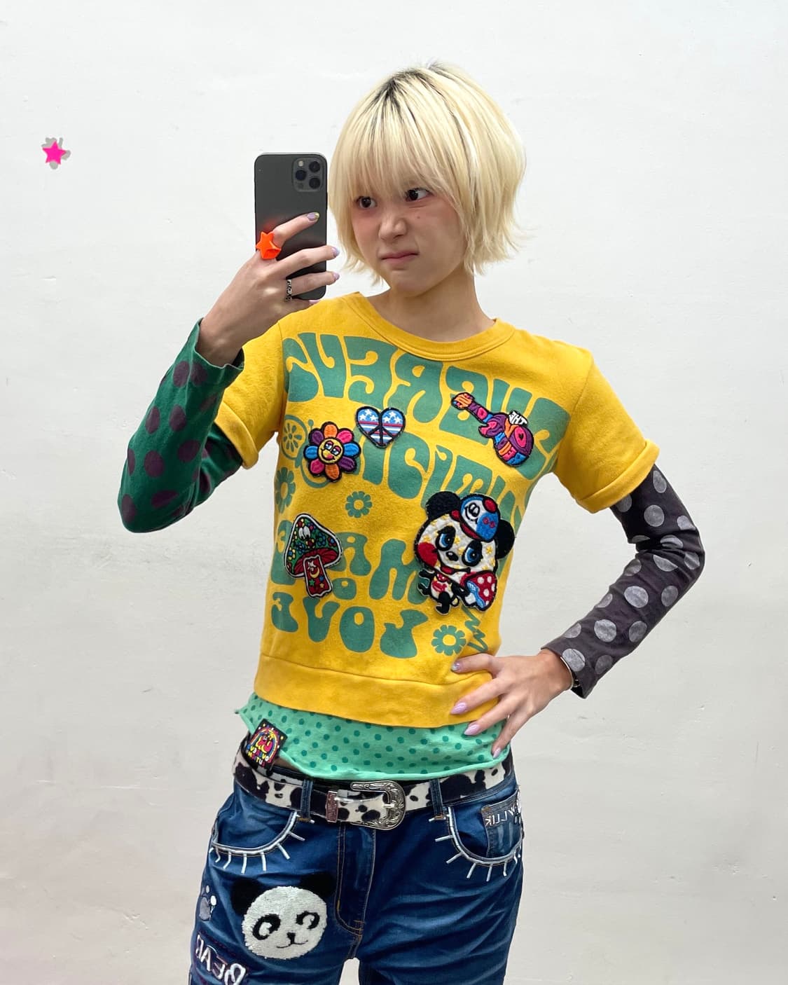 Love Multi-Dot Panda Layered Long Sleeve 상품이미지1