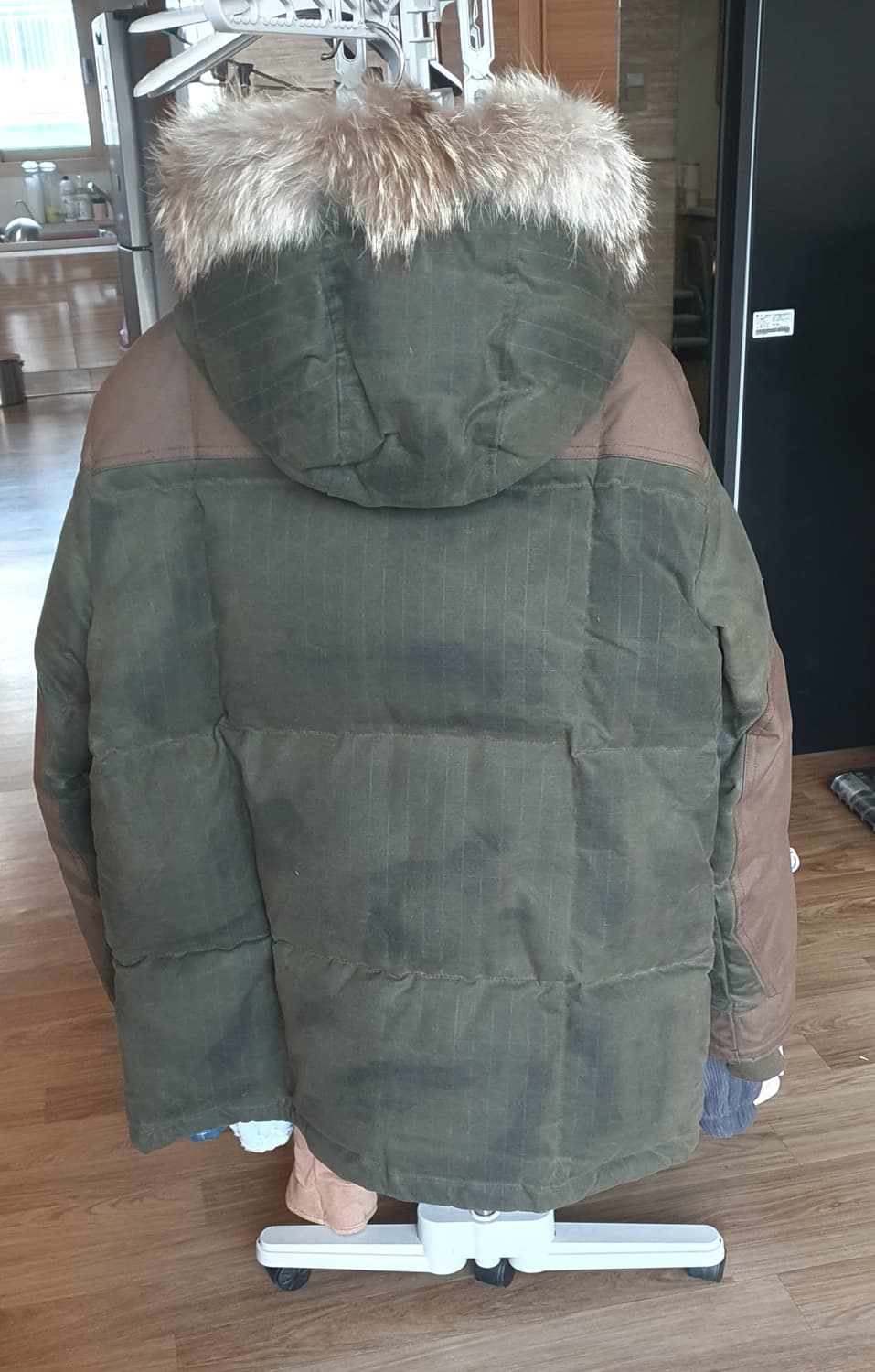 이스트로그 해리스트위드 퍼 후드 패딩 왁싱자켓 L 상품이미지2