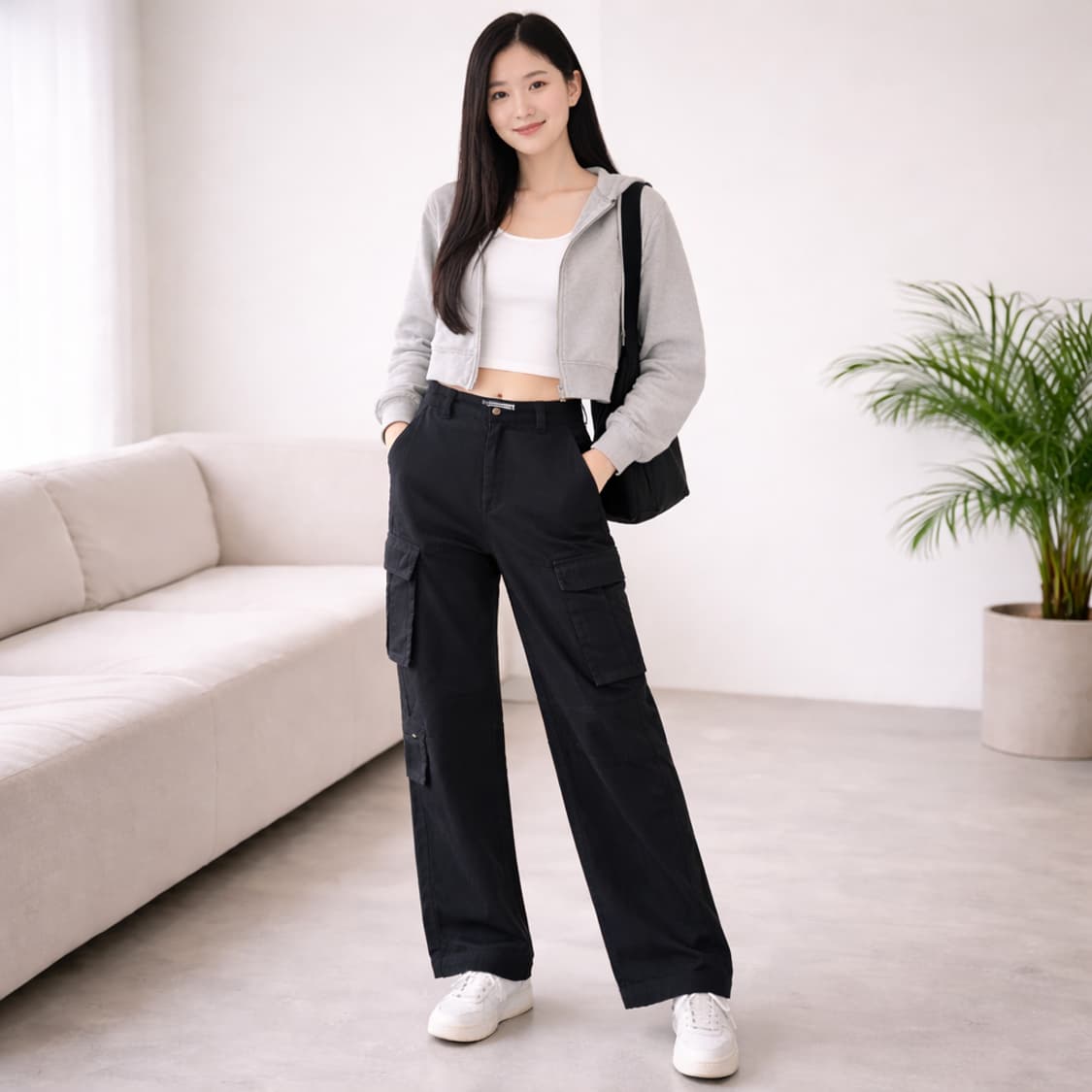 감마갤러리(GAMMA GALLERY) 와이드 핏 카고 팬츠 블랙 상품이미지1