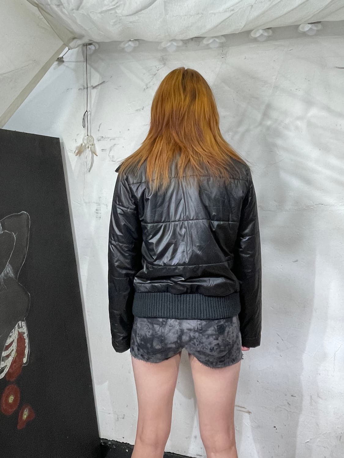 일본빈티지 y2k 유광 레이어드 크롭 패딩 L 상품이미지5