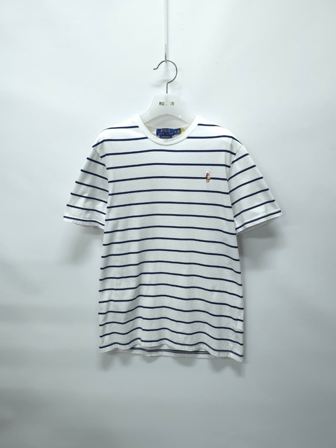 폴로 랄프로렌(QR버전) 스트라이프 커스텀 슬림핏 반팔 티셔츠(95) 상품이미지1
