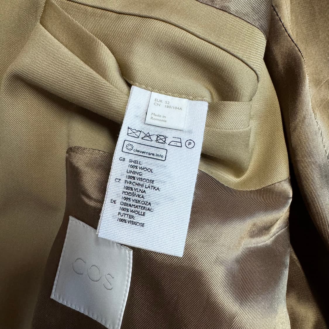 코스 COS 3버튼 울 블레이저 베이지 52 상품이미지4
