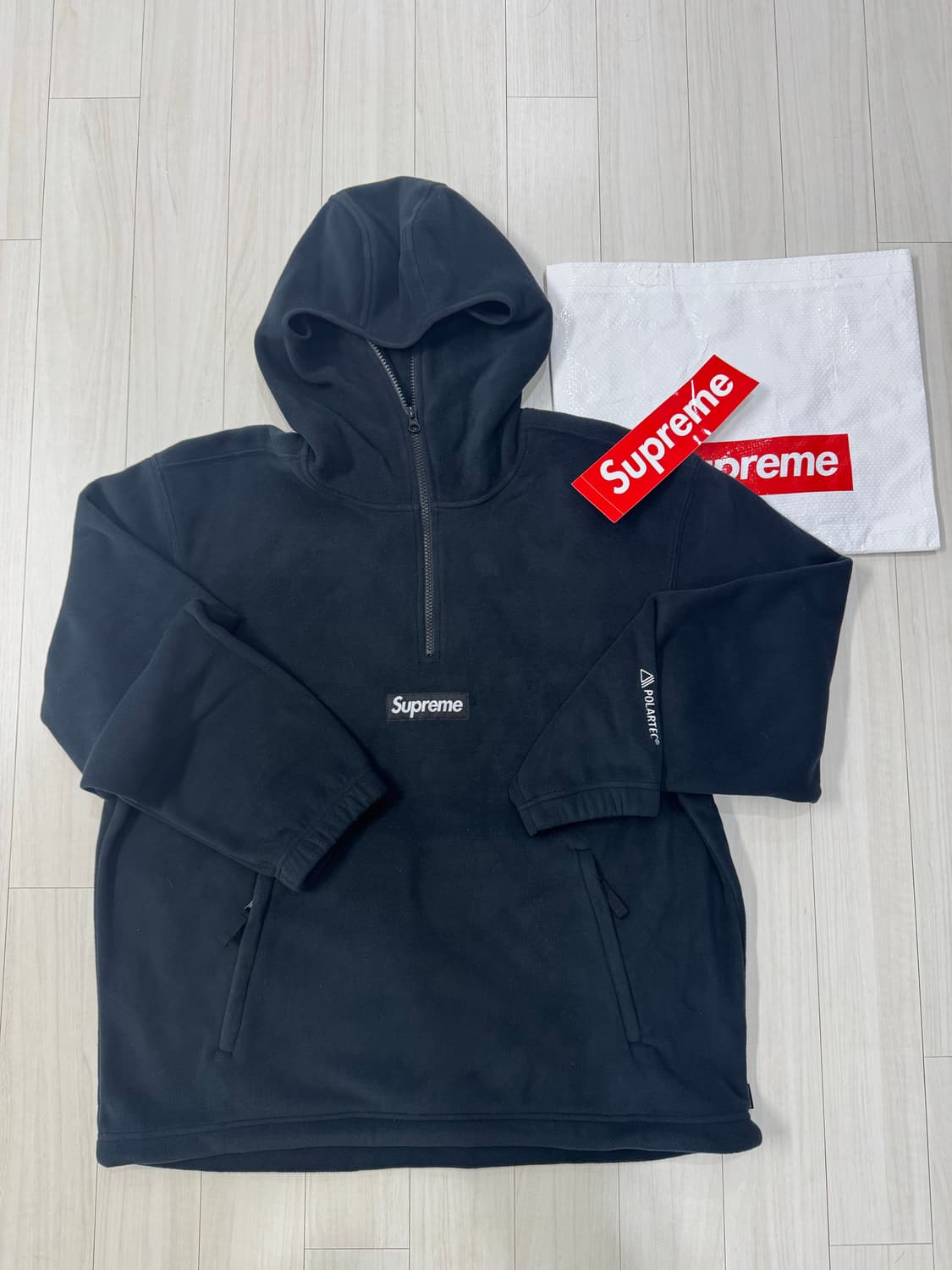 슈프림 폴라텍 페이스 마스크 하프 집 후드 스웨트셔츠 블랙 상품이미지2