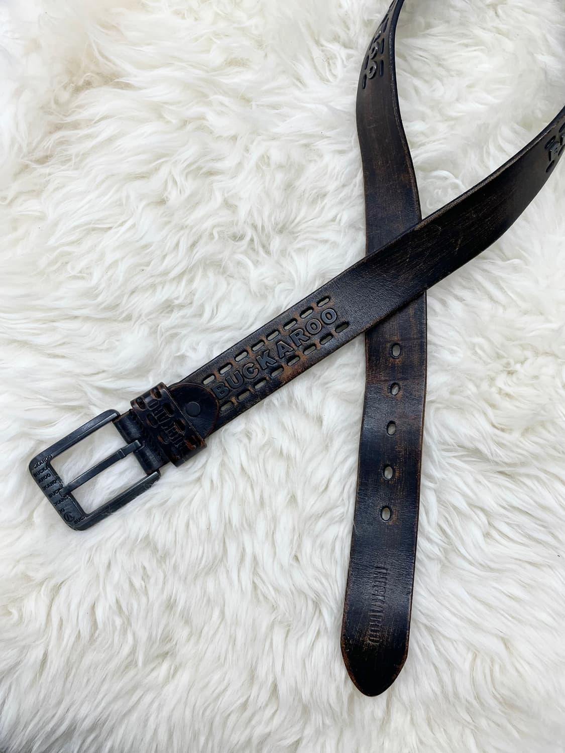 리얼레더 버커루 스터드 버클 벨트 상품이미지6