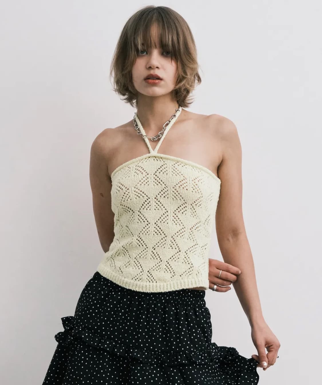 미드나잇 무브 옐로우 니트 탑 상품이미지1