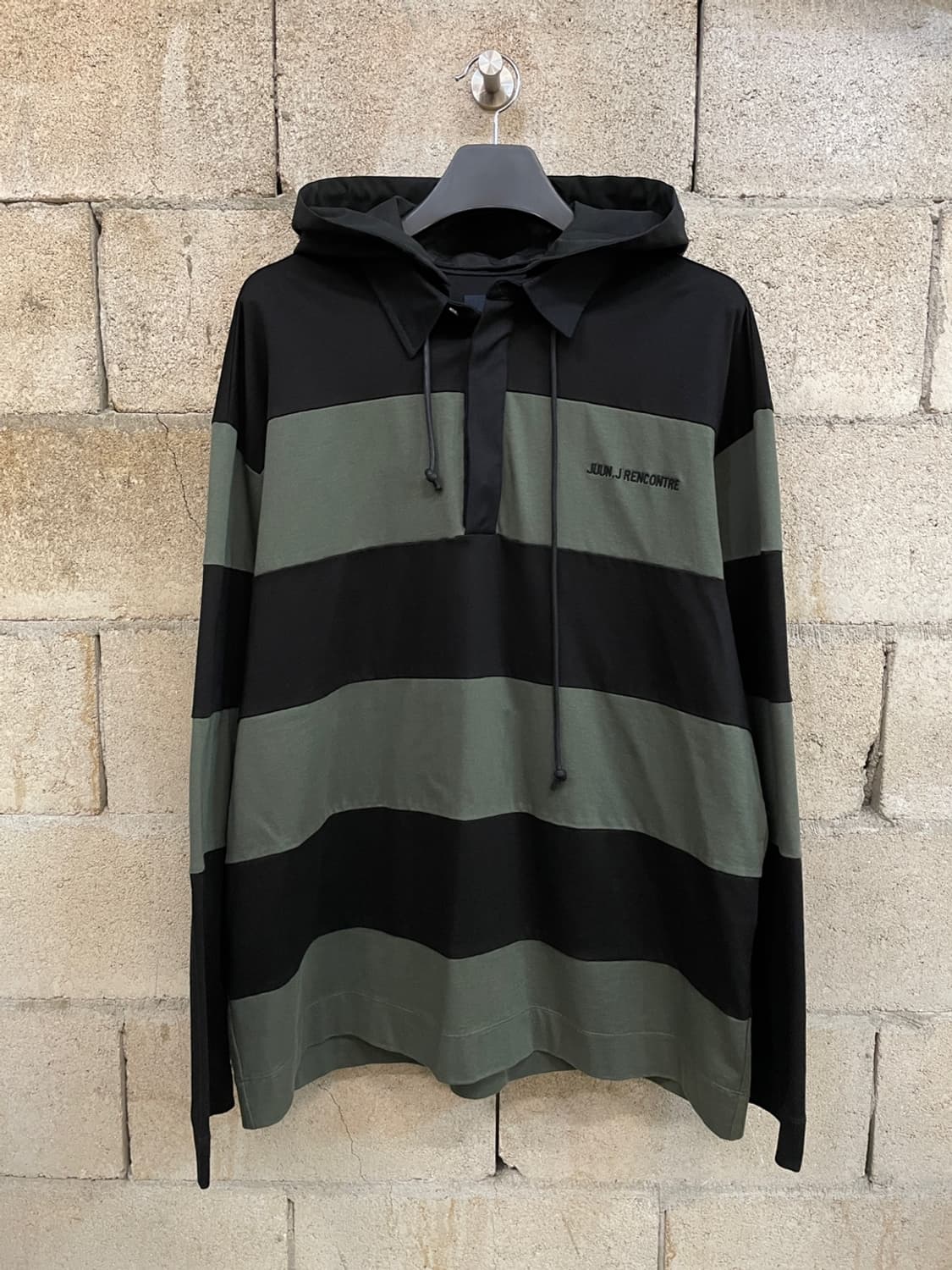 준지 디테쳐블 후드 스트라이프 럭비 셔츠 상품이미지1