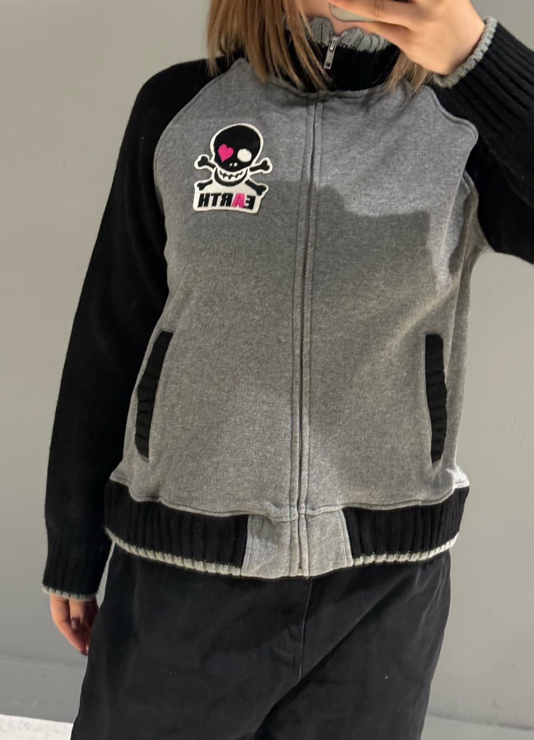 Kitsch skull patch raglan zip-up 상품이미지3