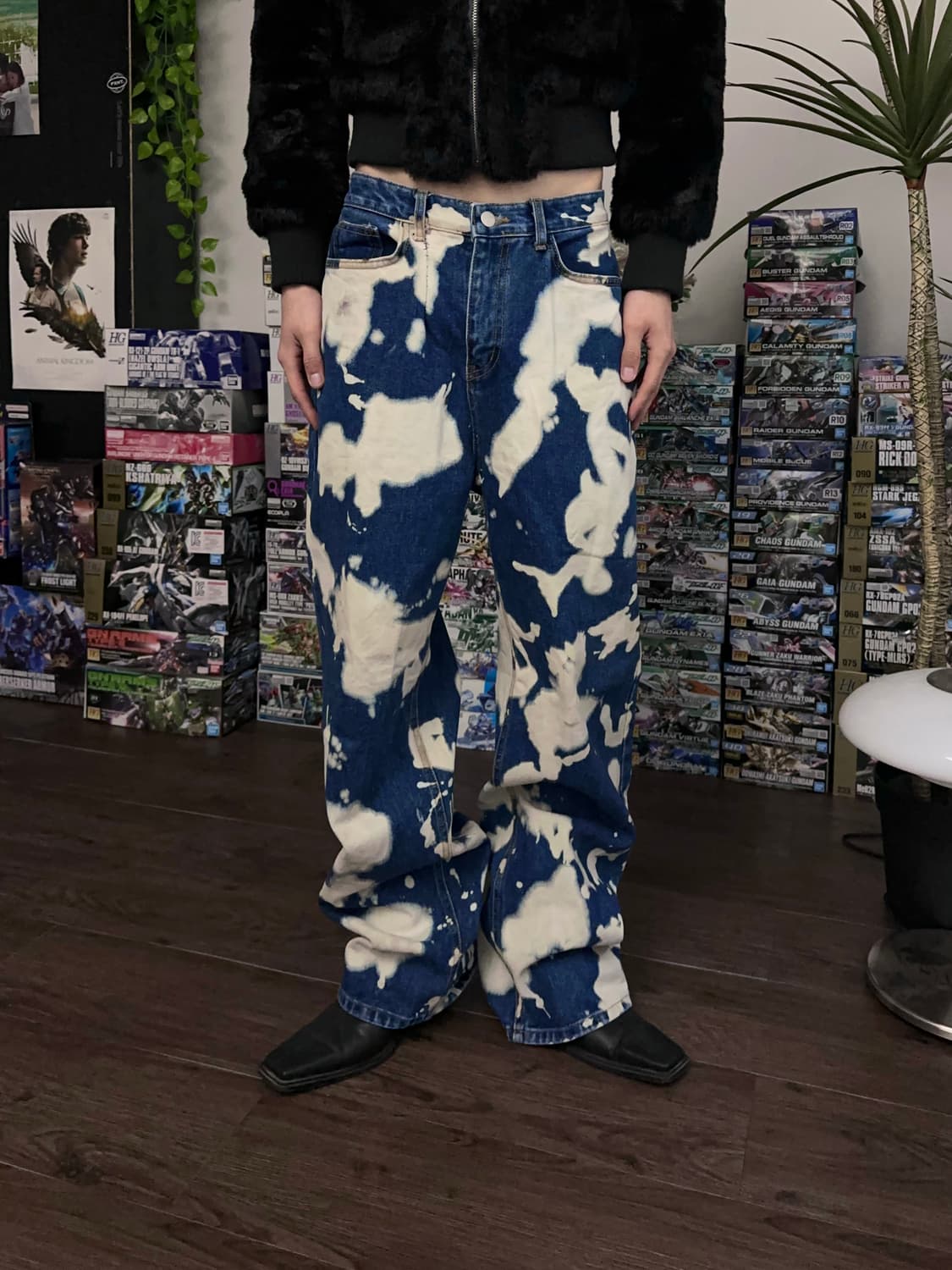 Black Up 타이다이 워시드 스트레이트 진 상품이미지5