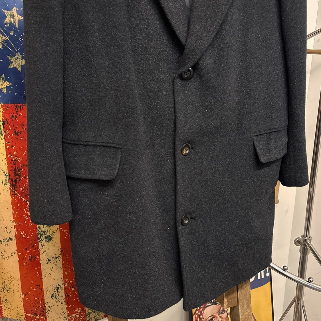 90s 입생로랑 앙고라 울 테일러드 칼라 3버튼 싱글코트 N370 상품이미지4