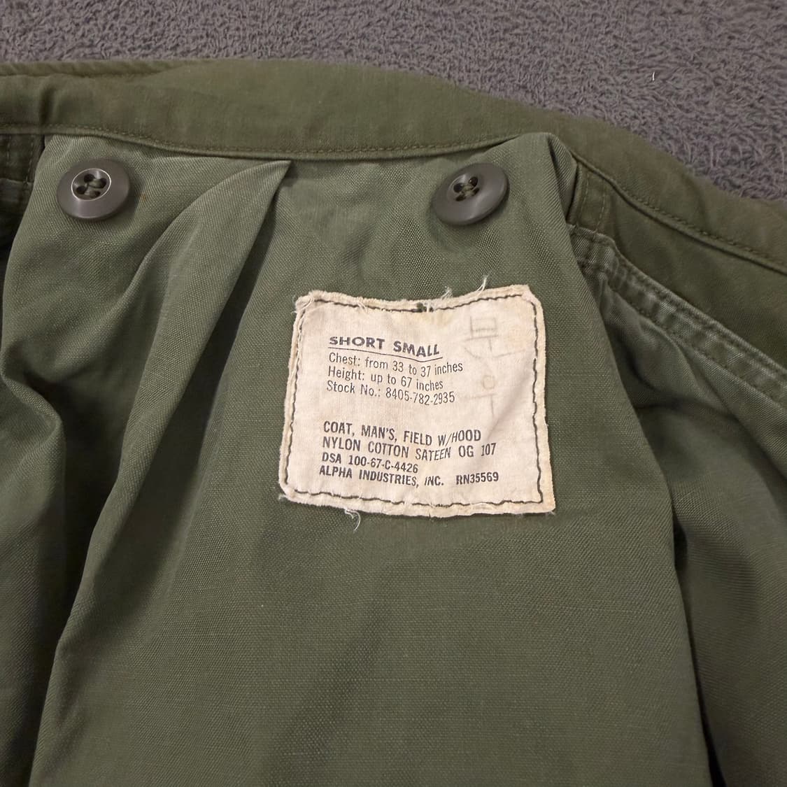 [정품/S] 67s 알파인더스트리 미군 M-65 필드 자켓 상품이미지5