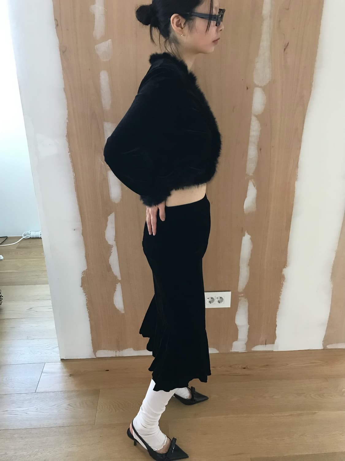 vintage velvet fur cardigan 상품이미지5