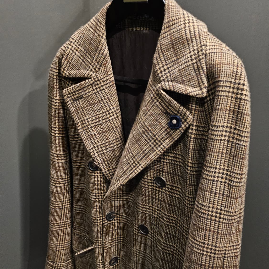 라르디니 벨티드 글랜체크 더블 울 코트 상품이미지5