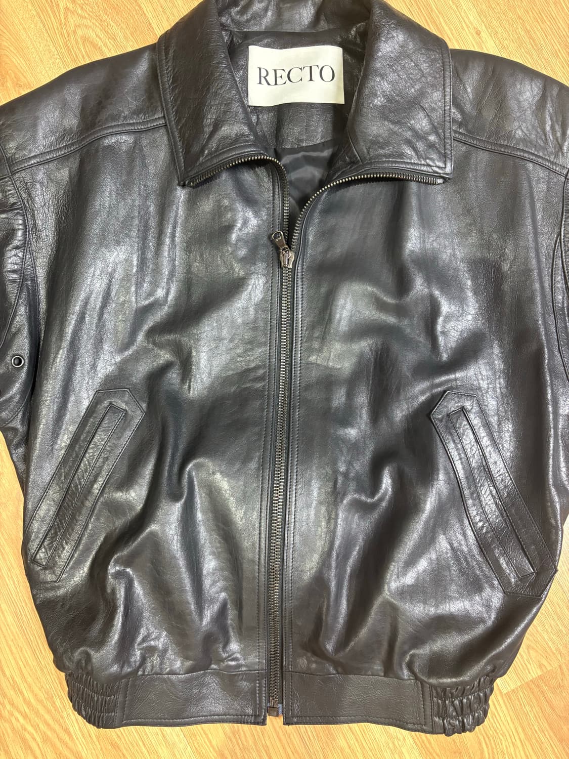 렉토 25ss 빈티지 크랙 하이넥 레더 자켓 S 상품이미지3