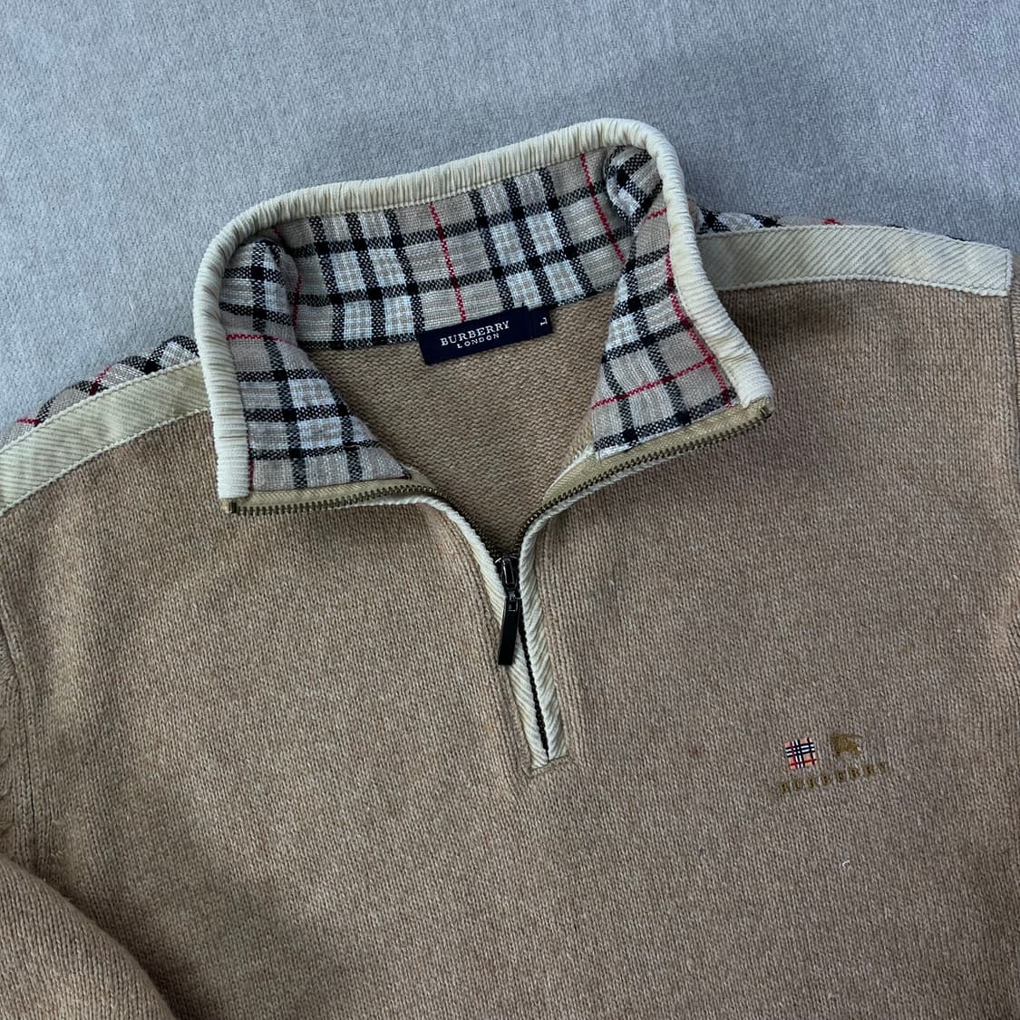 100 버버리 노바체크 울 반집업 니트 상품이미지2