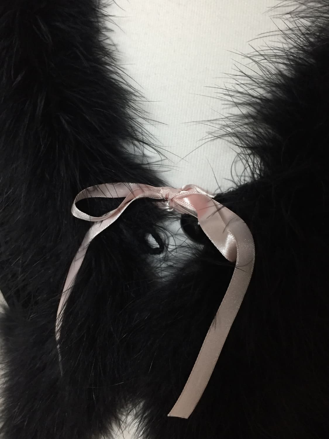 갸루 빈티지 블랙 퍼 리본 케이프  상품이미지3