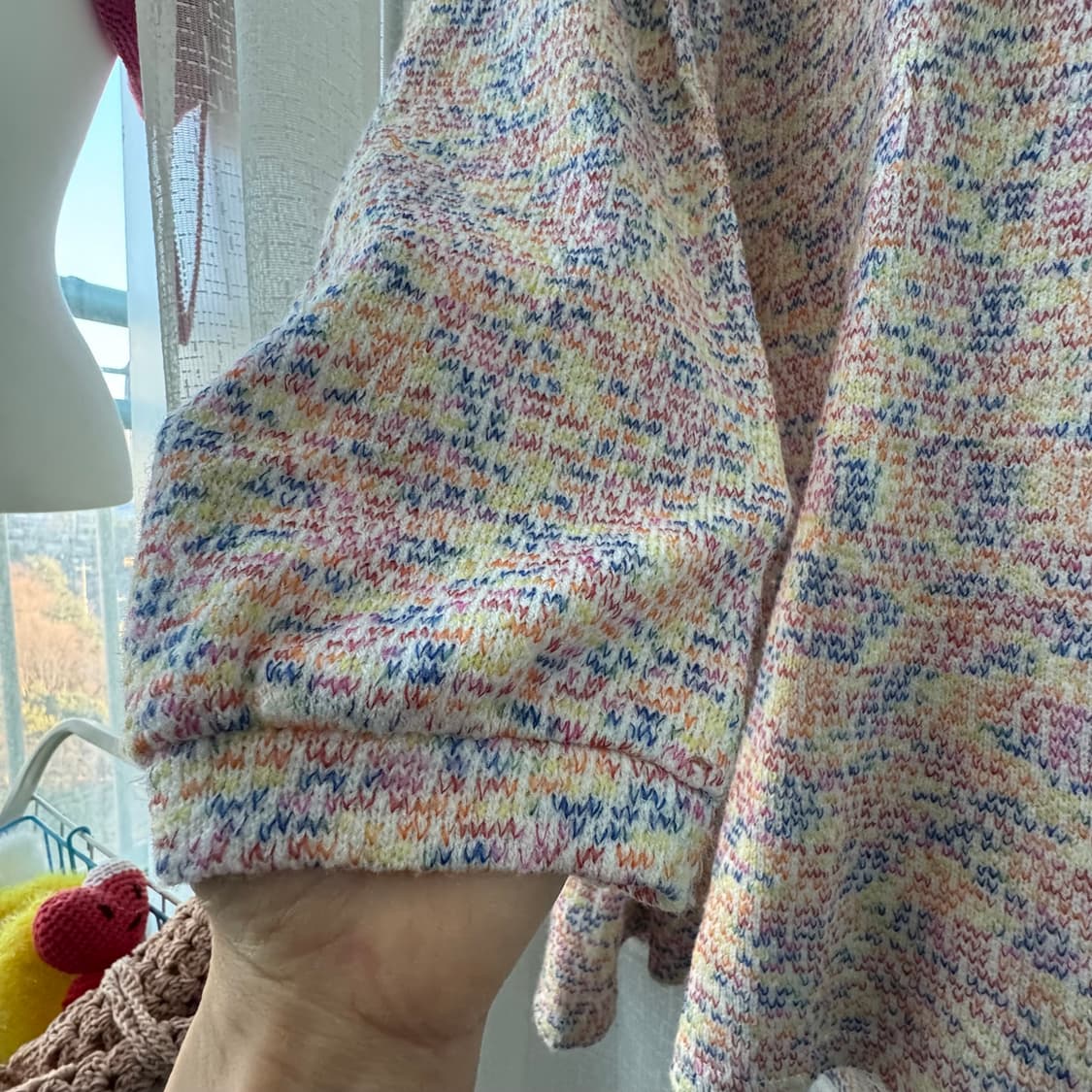 러블리 컬러풀 후드 니트 빈티지 롱티셔츠 상품이미지4