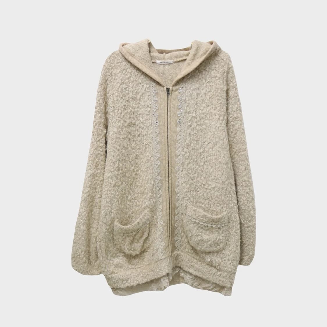 엑시즈팜 모리걸 부클  울 혼방 롱후드 집업 61515 상품이미지1