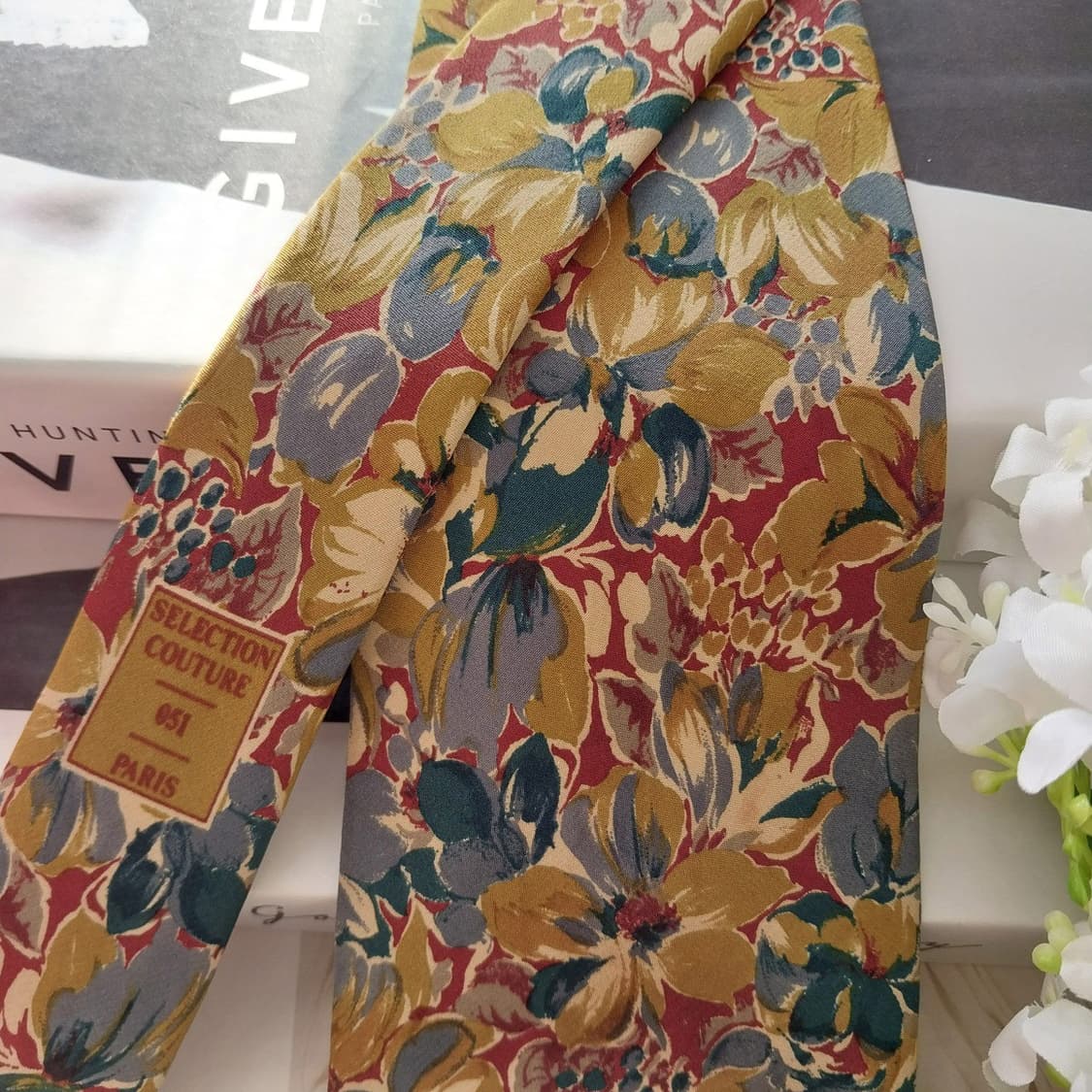 지방시 실크 브라운 플라워 쿠튀르 넥타이 9.6cm A+등급 K1558
 상품이미지2