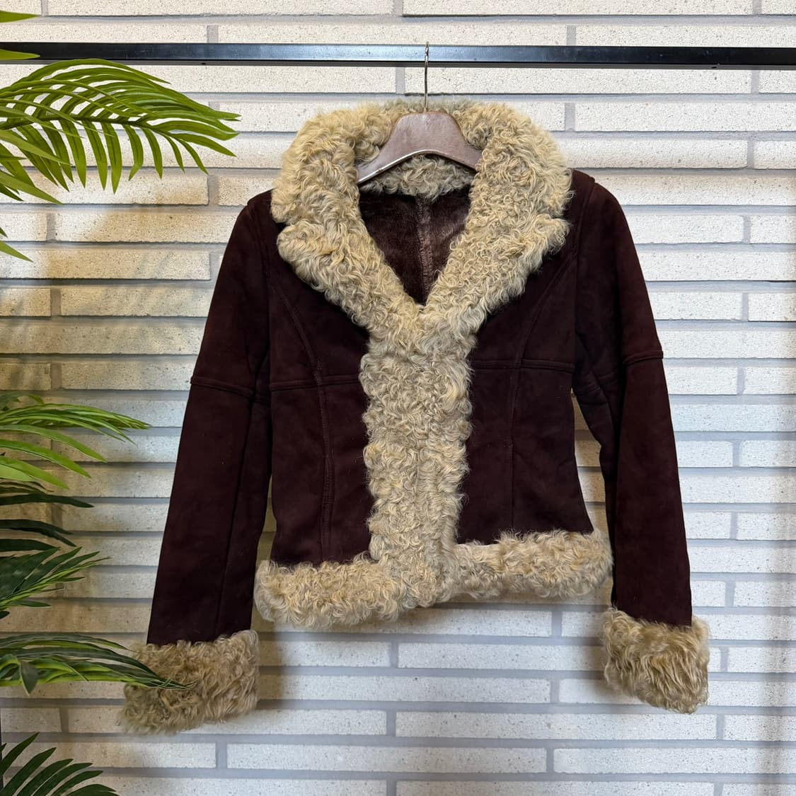 JPN VINTAGE 스웨이드 시어링 숏자켓 패널절개 빅카라 디테일 모카 상품이미지2