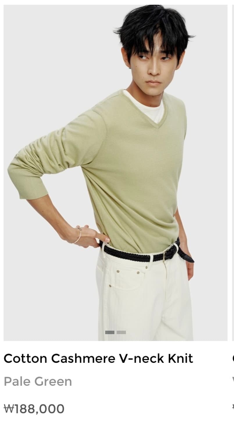 유스 코튼 캐시미어 브이넥 m 상품이미지1