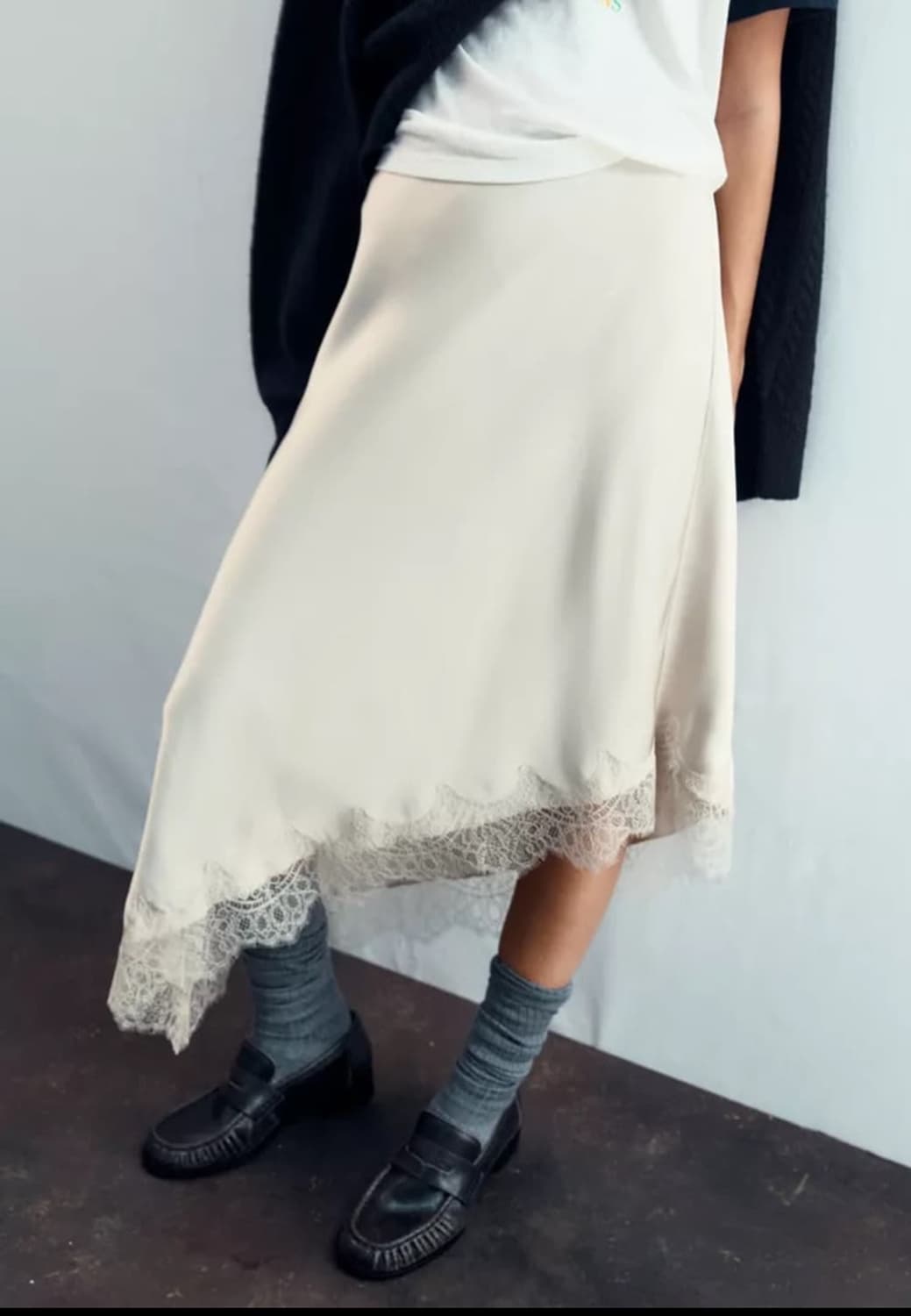 자라 레이스 세틴 스커트 상품이미지1