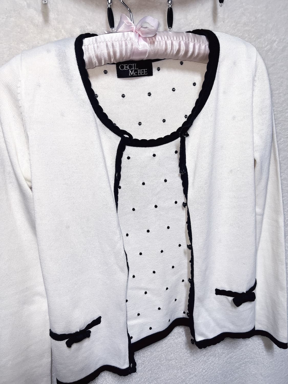 세실맥비 로맨틱갸루 도트 땡땡이 로걀탑 가디건 세트 러블리 달천 핀터 상품이미지9