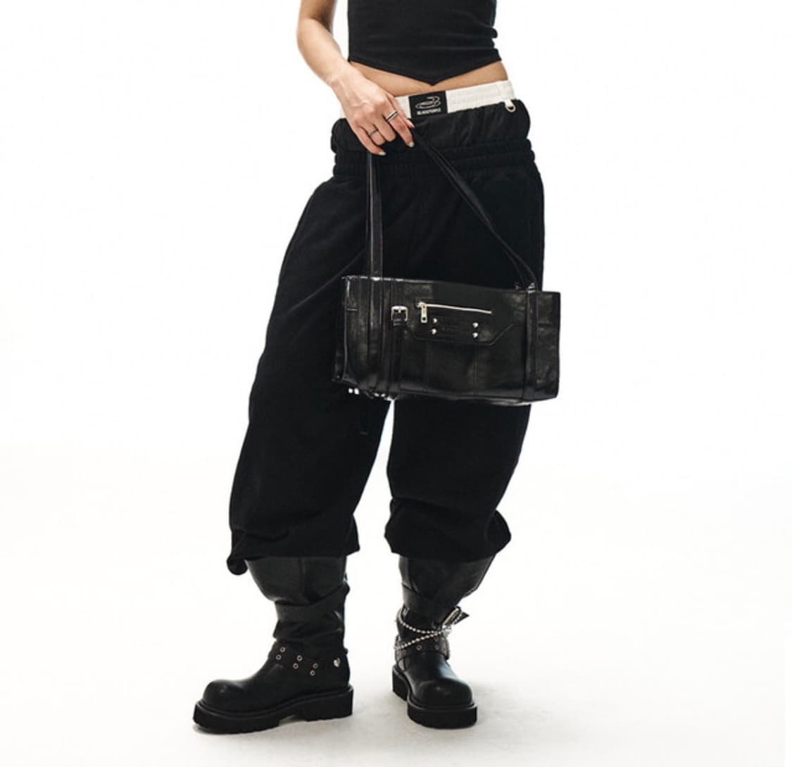 블랙퍼플 세깅 숏팬츠 화이트 상품이미지1