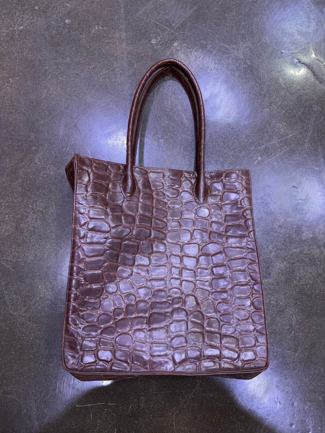 랄프로렌 사파리 인조 악어가죽 엠보싱 토트백 브라운 상품이미지2