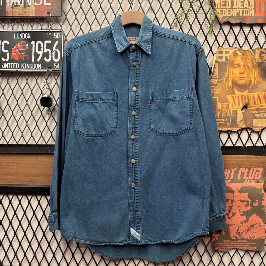 90s 리바이스 데님 셔츠 전면 투포켓 포인트 진청 상품이미지1
