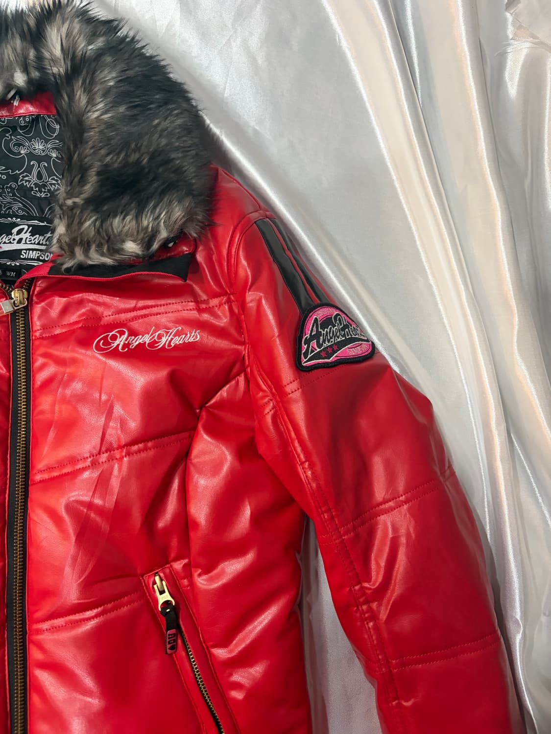 Y2K angel heart fake leather fur jacket 상품이미지8