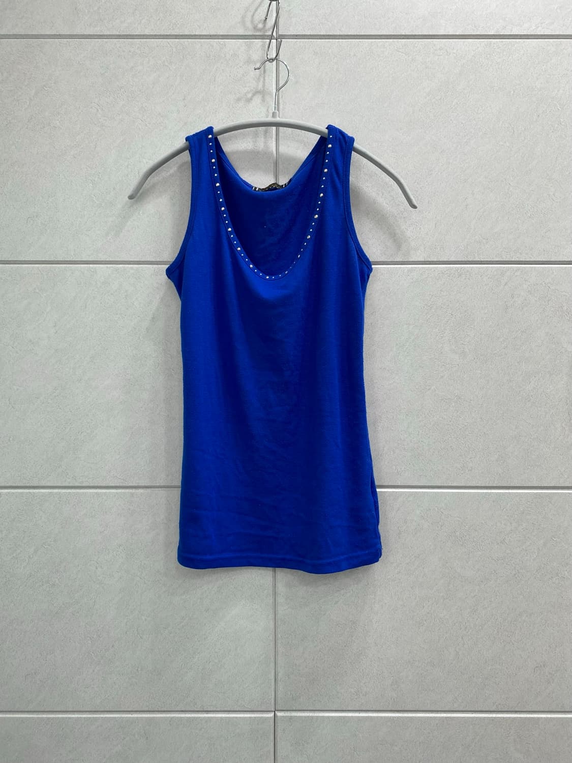 Y2K Cubic Detail Blue Sleeveless 상품이미지3