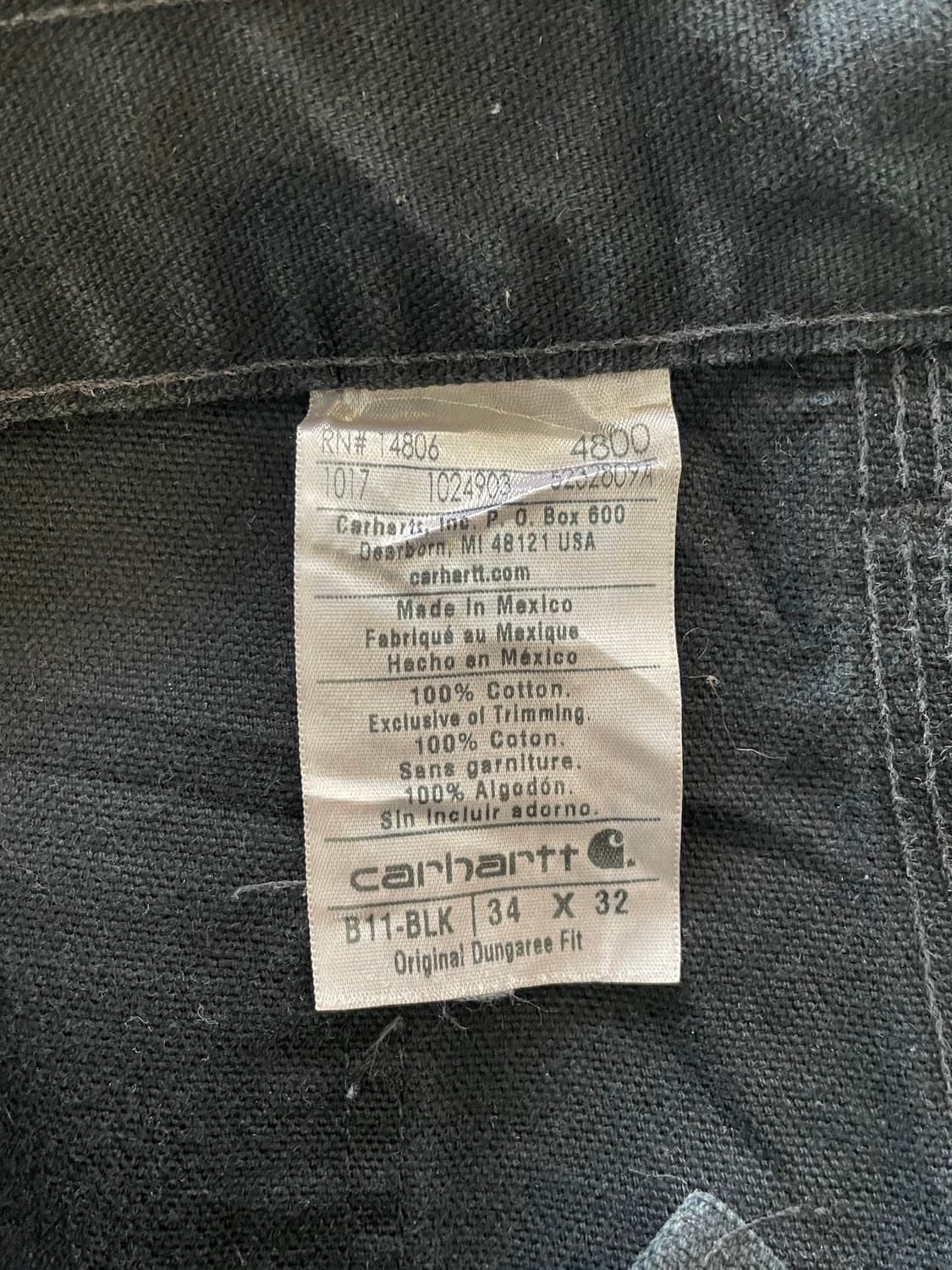 칼하트 카펜더 블랙 워크 팬츠 상품이미지2