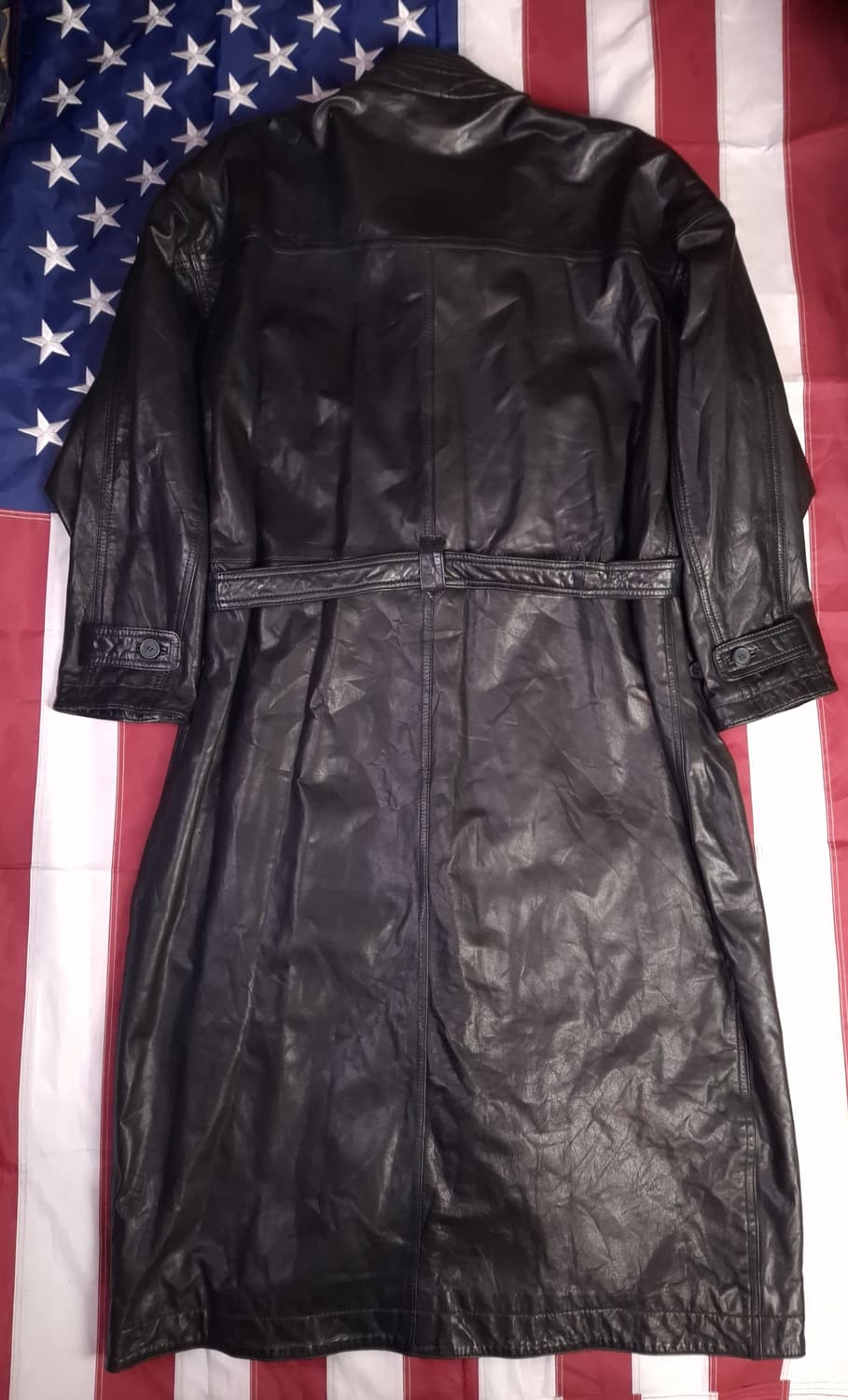 80'일본판 하라주쿠 리얼레더 더블 트렌치코트 상품이미지8