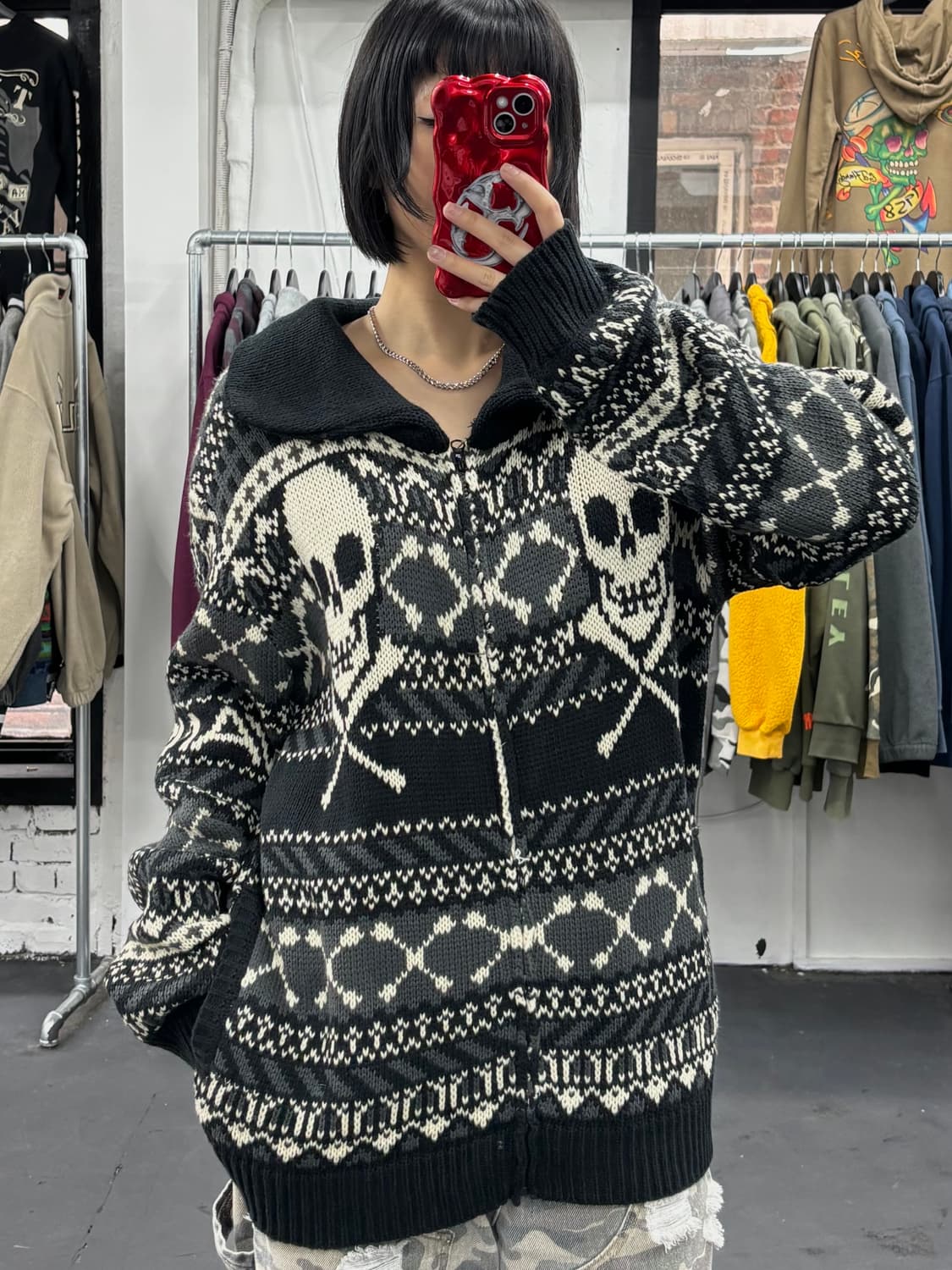 밴슨 레더 스컬 코위찬 니트 집업 상품이미지3