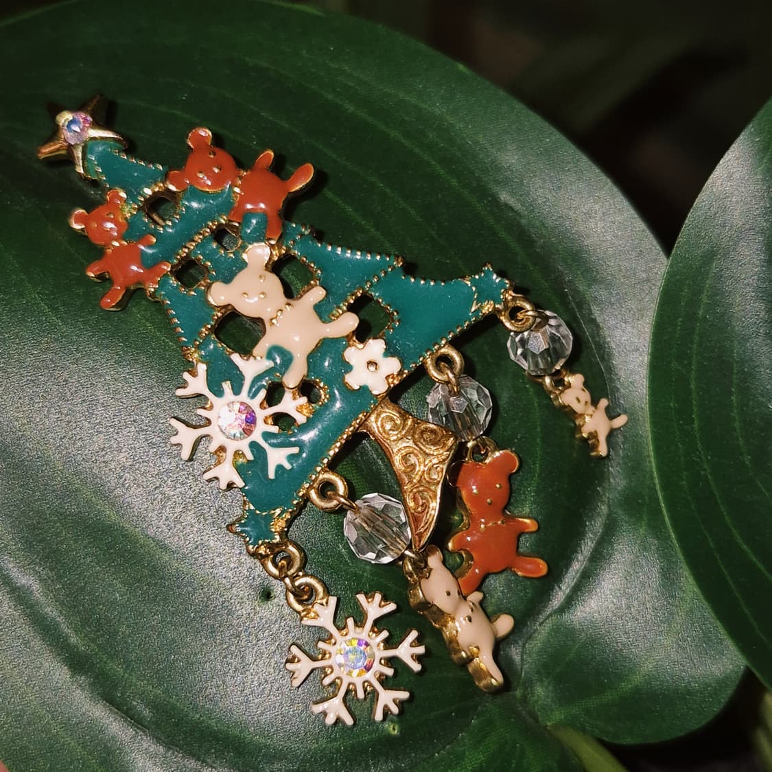 80s 미국 에이본 크리스마스 트리 베어 브로치 상품이미지5