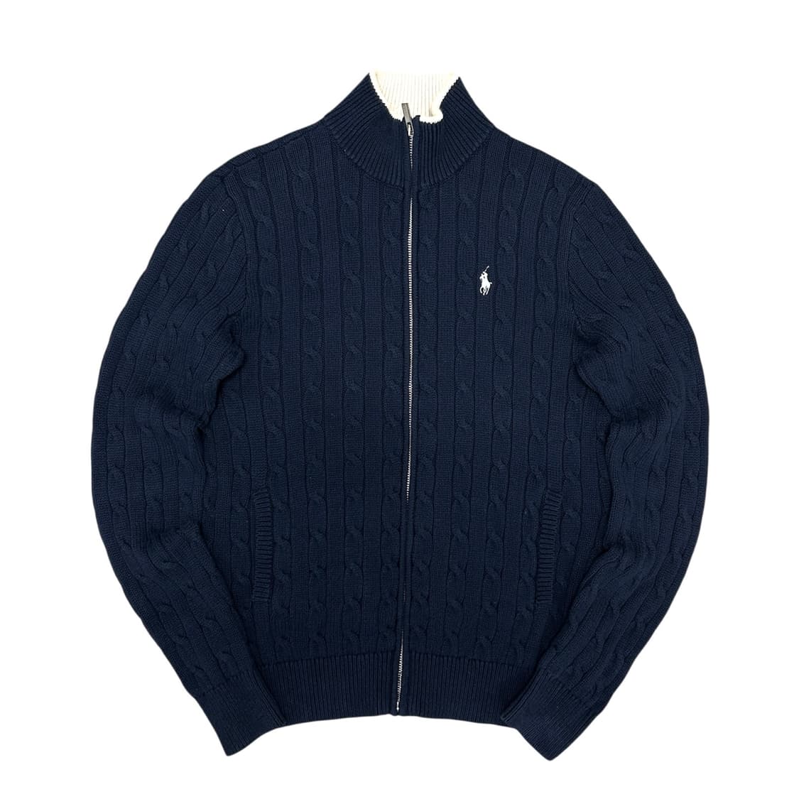 폴로 우먼스 네이비 케이블 니트집업(L) 상품이미지1