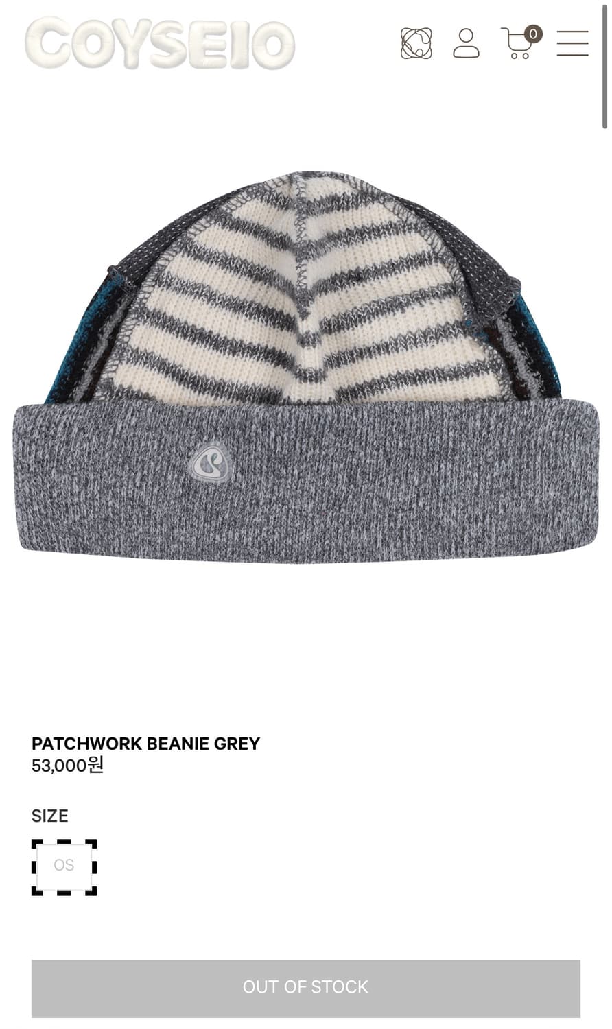코이세이오 패치워크 비니 그레이 상품이미지1