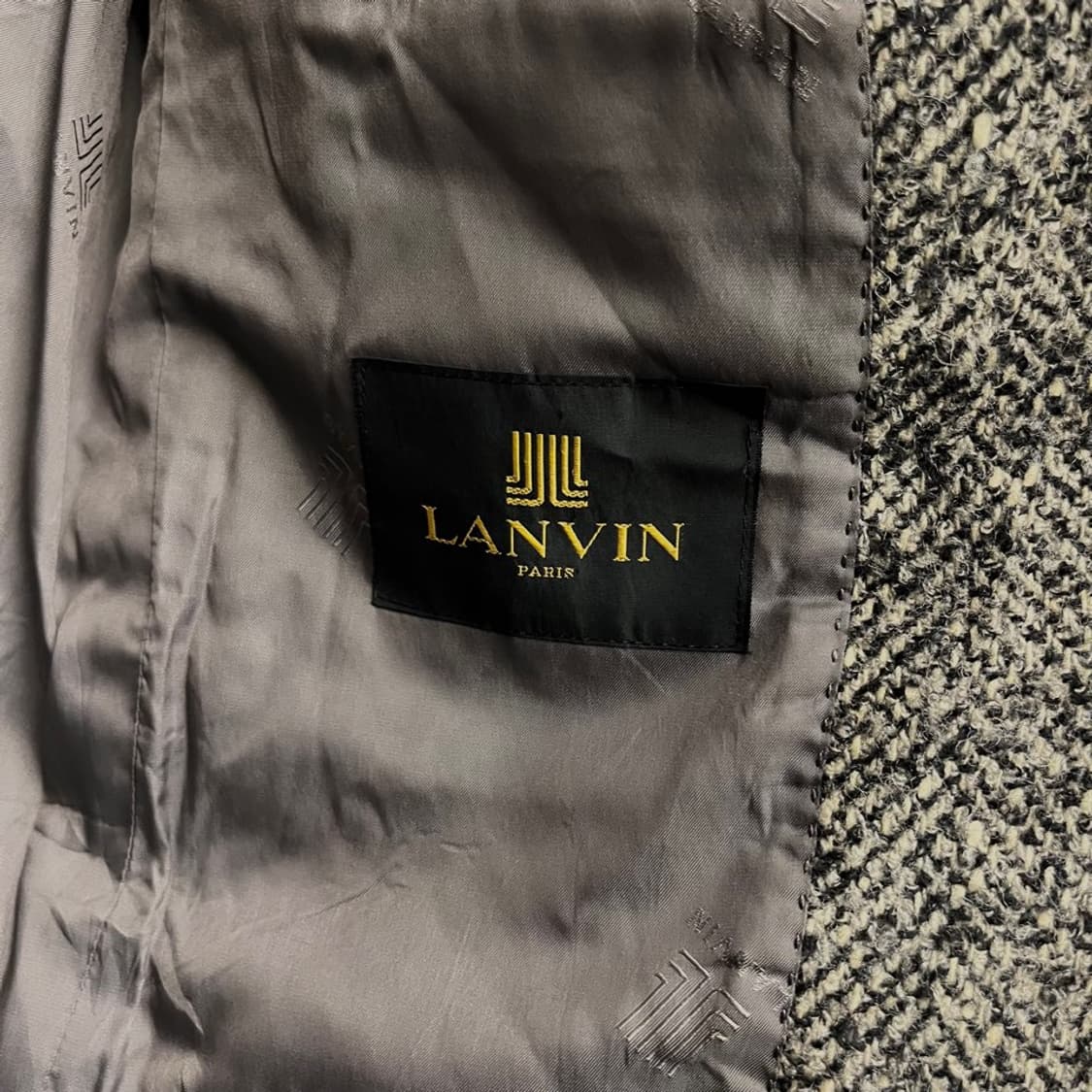 90s 랑방 헤링본 체크 패턴 울 테일러드 블레이져 명품 정장 N000 상품이미지7