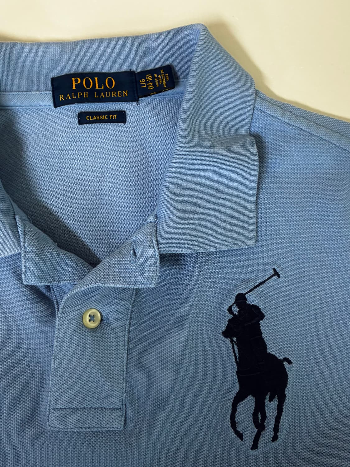 14-16) 폴로 랄프로렌 키즈 빅포니 카라 티셔츠 블루 상품이미지4