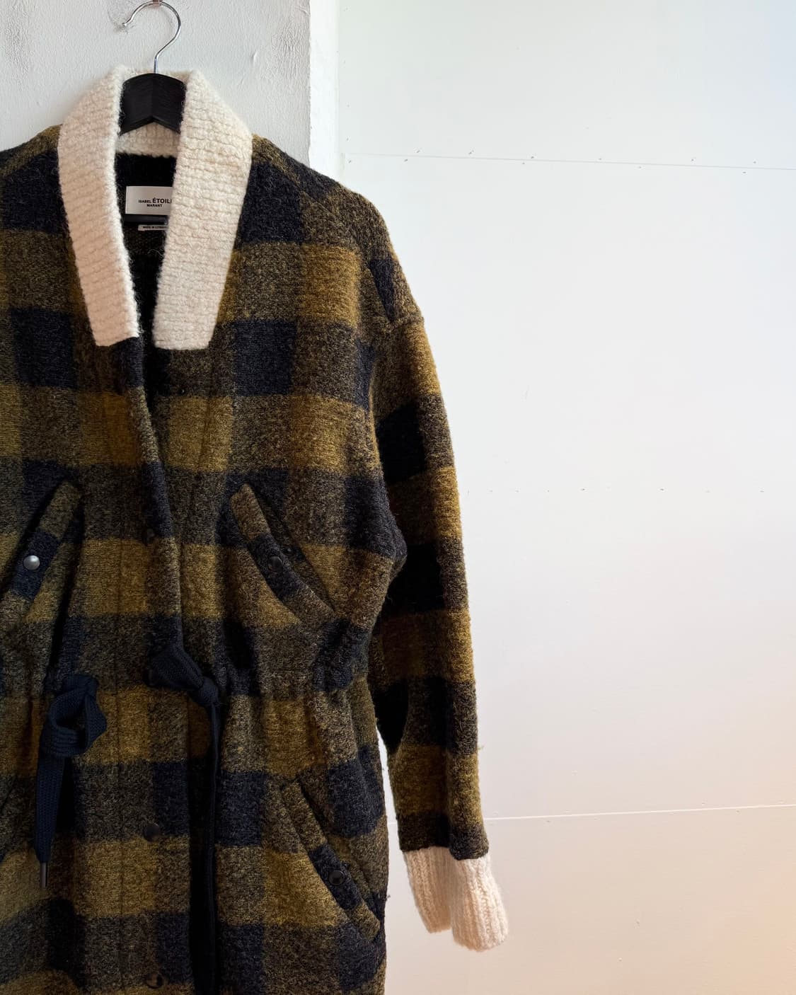 이자벨마랑 딥옐로우 체크패턴 울 롱 코트  상품이미지5