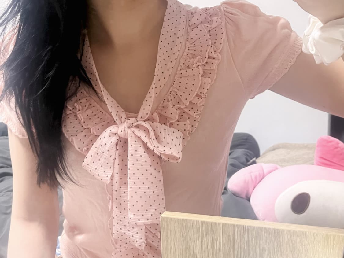 pink lace Blouse 상품이미지3