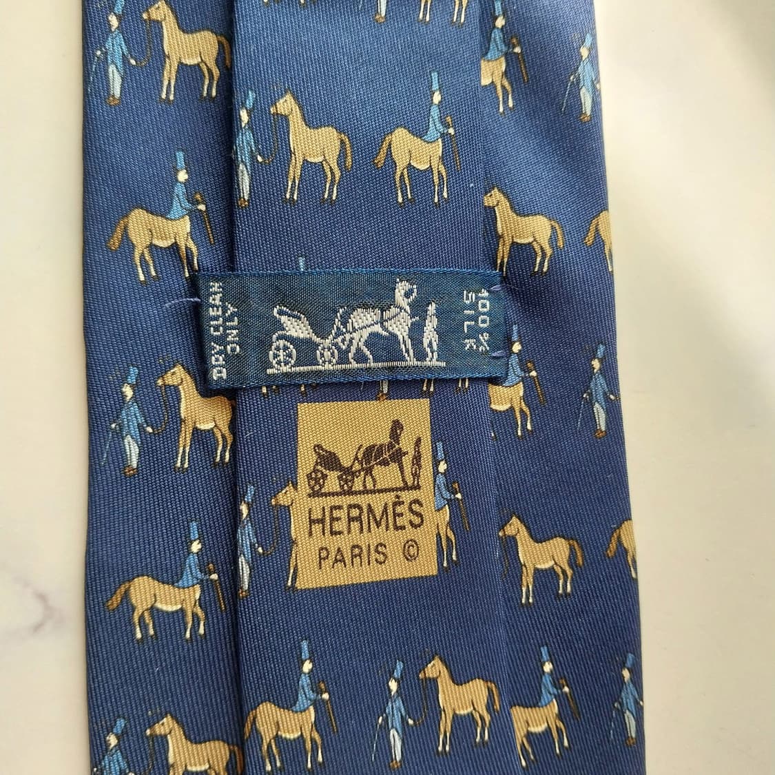 에르메스 실크 네이비 승마 모티브 넥타이 9.5cm A등급 K2143 상품이미지9
