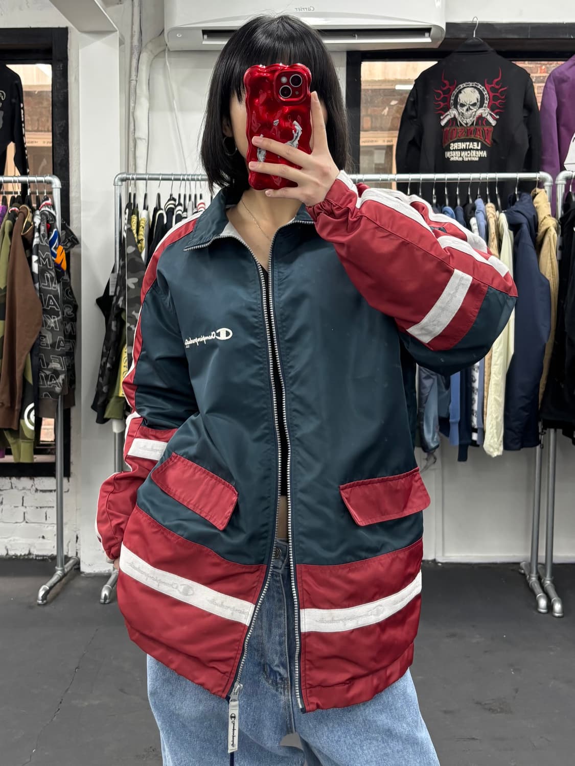 챔피온 올드스쿨 오버핏 바람막이 상품이미지1