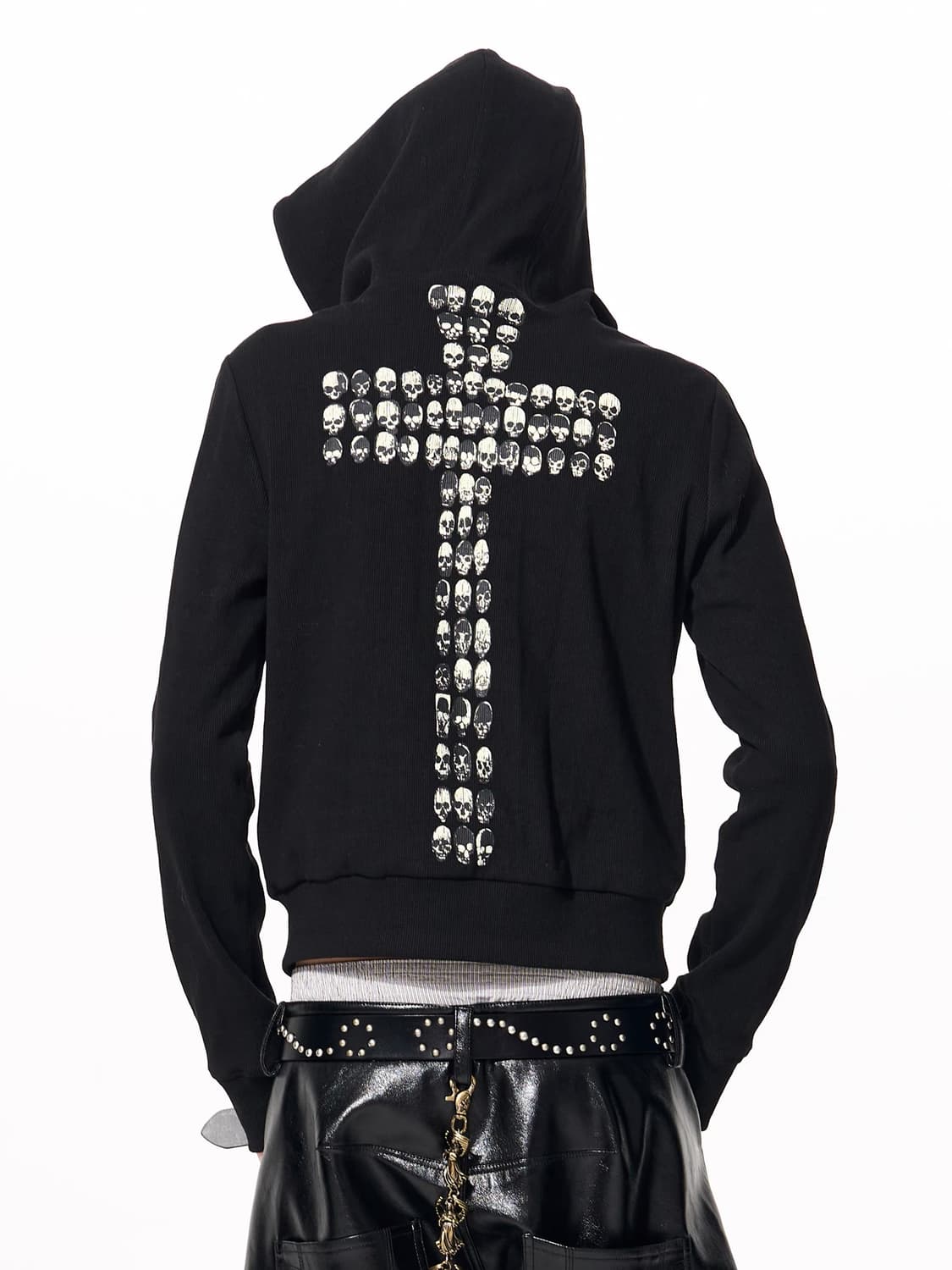 Skull Cross Embellished Hoodie 상품이미지1