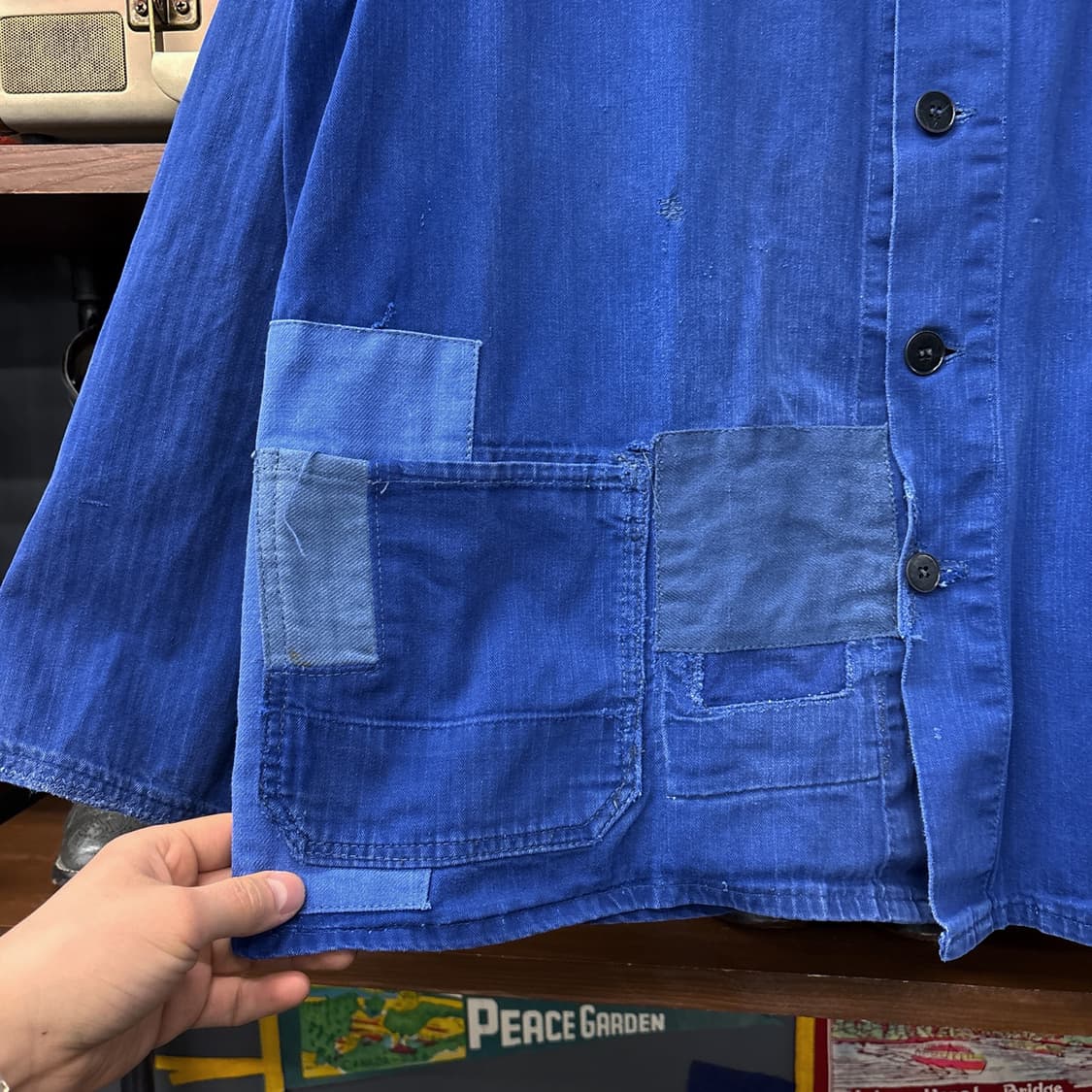 70s 톤온톤 리페어 패치워크 프렌치워크자켓 N556 상품이미지5