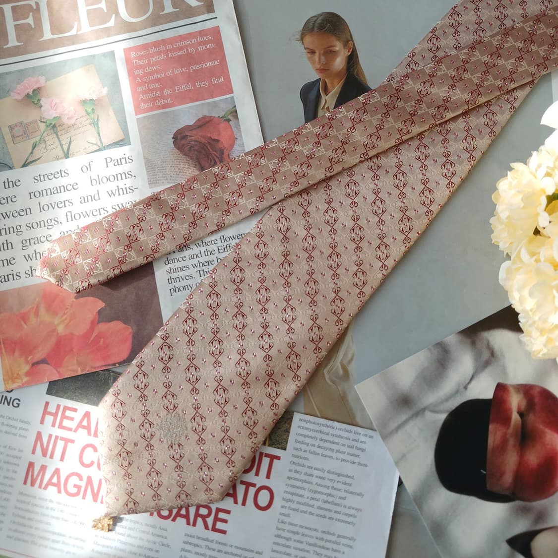 앙드레김 실크 라이트브라운 패턴 넥타이 8.5cm A+등급 A190458 상품이미지5